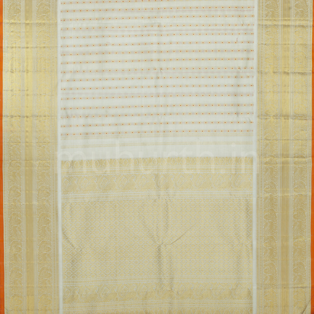 Off-White Pure Vaira Oosi Kanjivaram Silk Saree