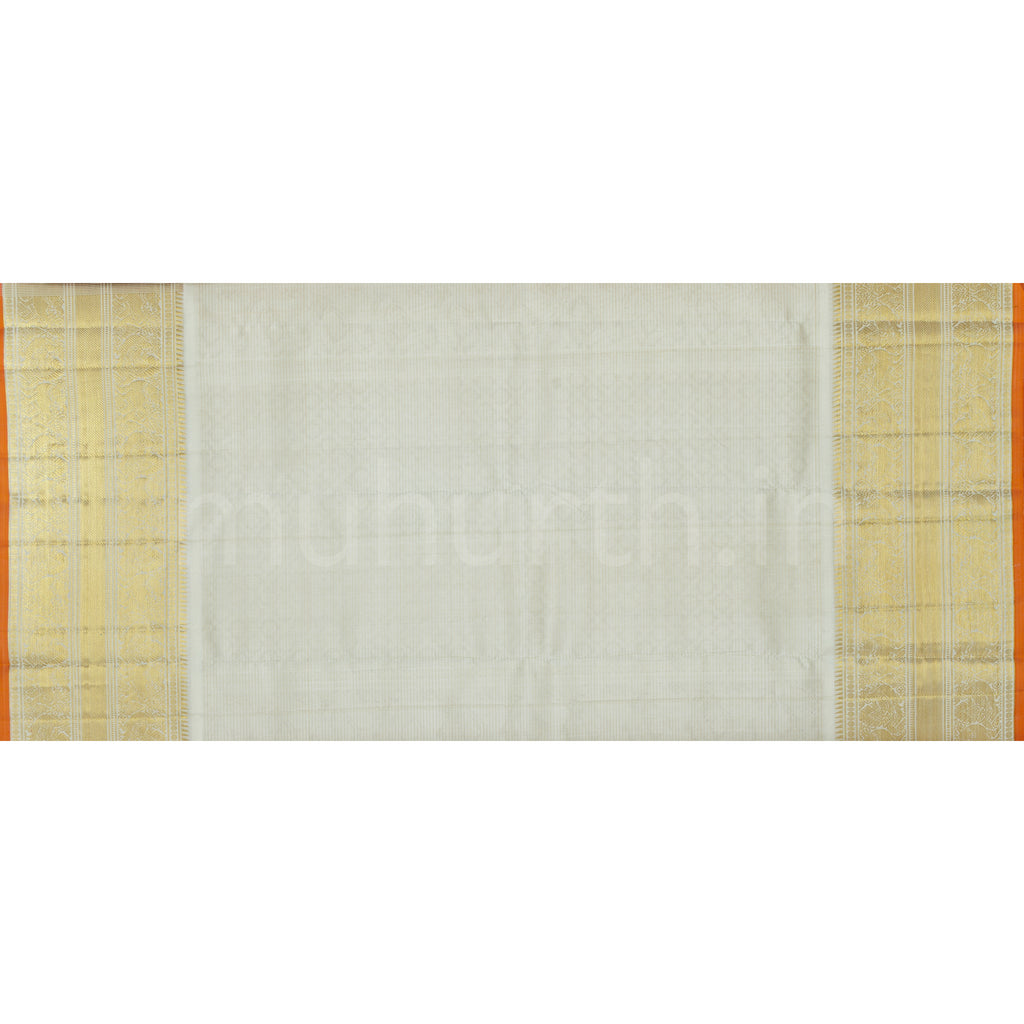 Off-White Pure Vaira Oosi Kanjivaram Silk Saree