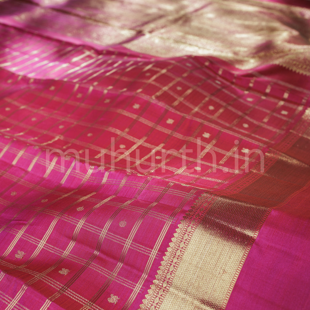 Rose Red Pure Zari Kanjivaram Silk Saree