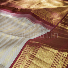 Load image into Gallery viewer, Off-White Veldhari Kanjivaram Silk Saree with Arakku