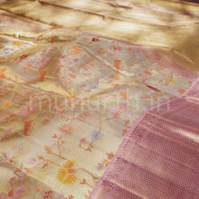 Load image into Gallery viewer, Premium Tissue Jamdani Meenakari Kanjivaram Silk Saree with Pink