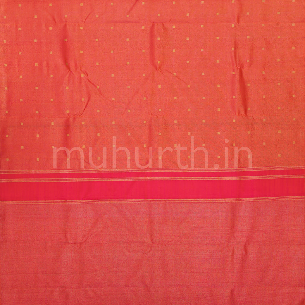Orange Pink Pure Zari Tissue Kanjivaram Silk Saree
