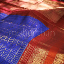 Load image into Gallery viewer, Violet Veldhari Kanjivaram Silk Saree with Bright Red