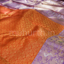 Load image into Gallery viewer, Deep Orange Meenakari Kanjivaram Silk Saree with Lavender
