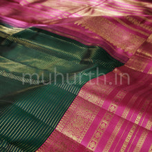 Load image into Gallery viewer, Deep Green Kanjivaram Silk Saree with Rose