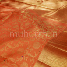 Load image into Gallery viewer, Orange Meenakari Kanjivaram Silk Saree