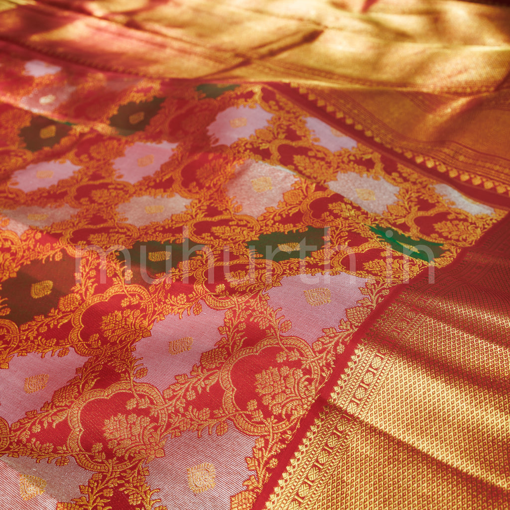 Bright Red Rangkat Kanjivaram Silk Saree