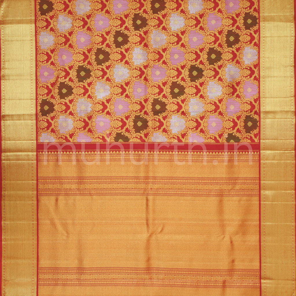 Bright Red Rangkat Kanjivaram Silk Saree
