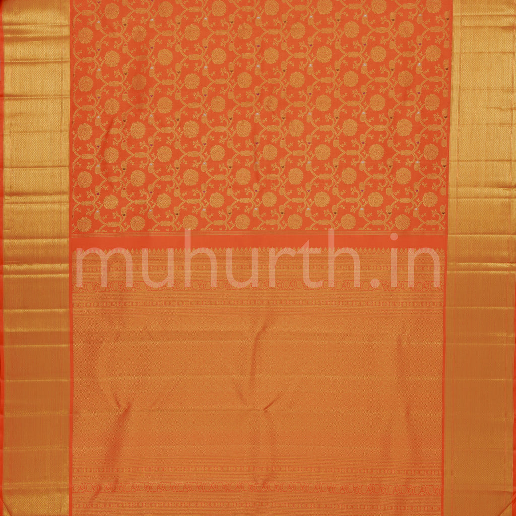 Orange Meenakari Kanjivaram Silk Saree