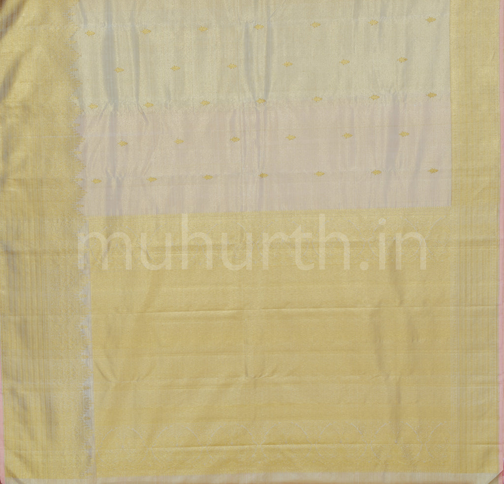 Off-White Organza Tissue Kanjivaram Silk Saree - Pallu