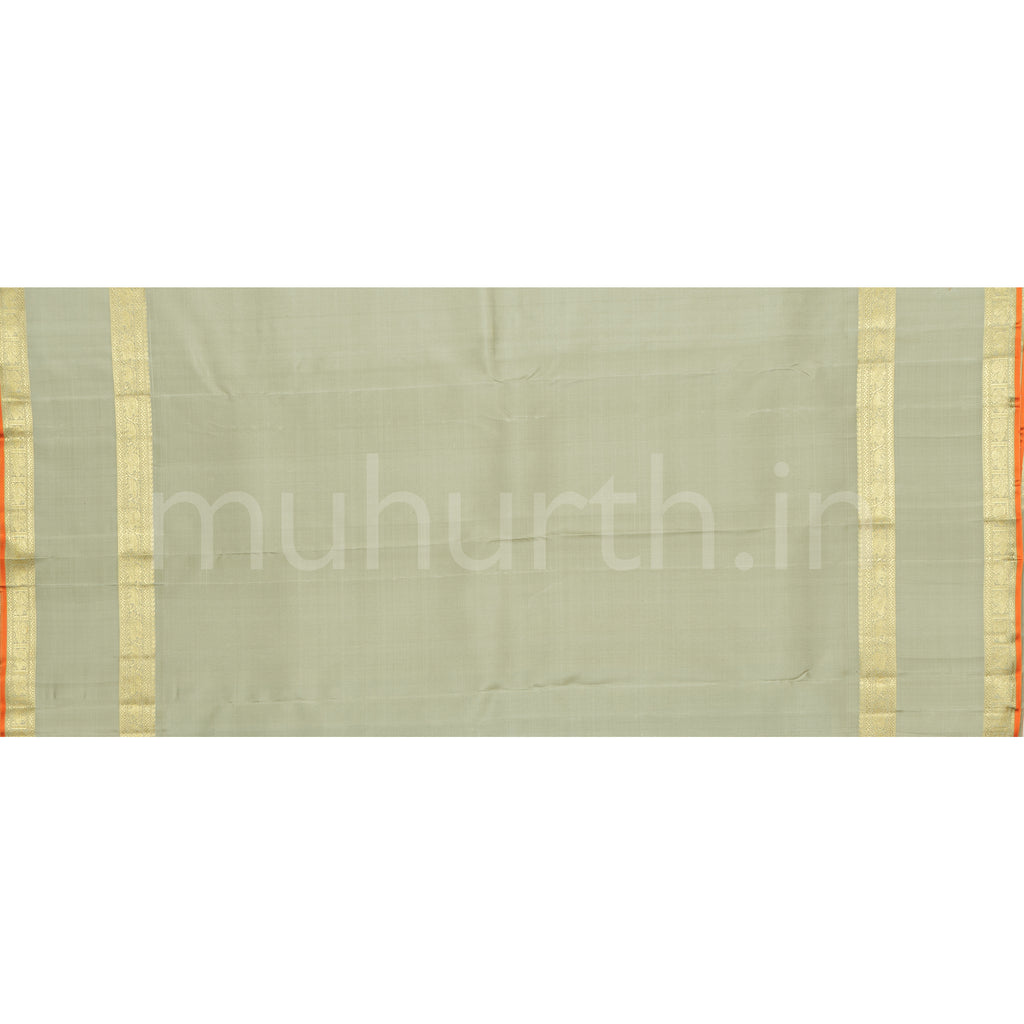 Light Green Pure Zari Kanjivaram Silk Saree with Elaichi