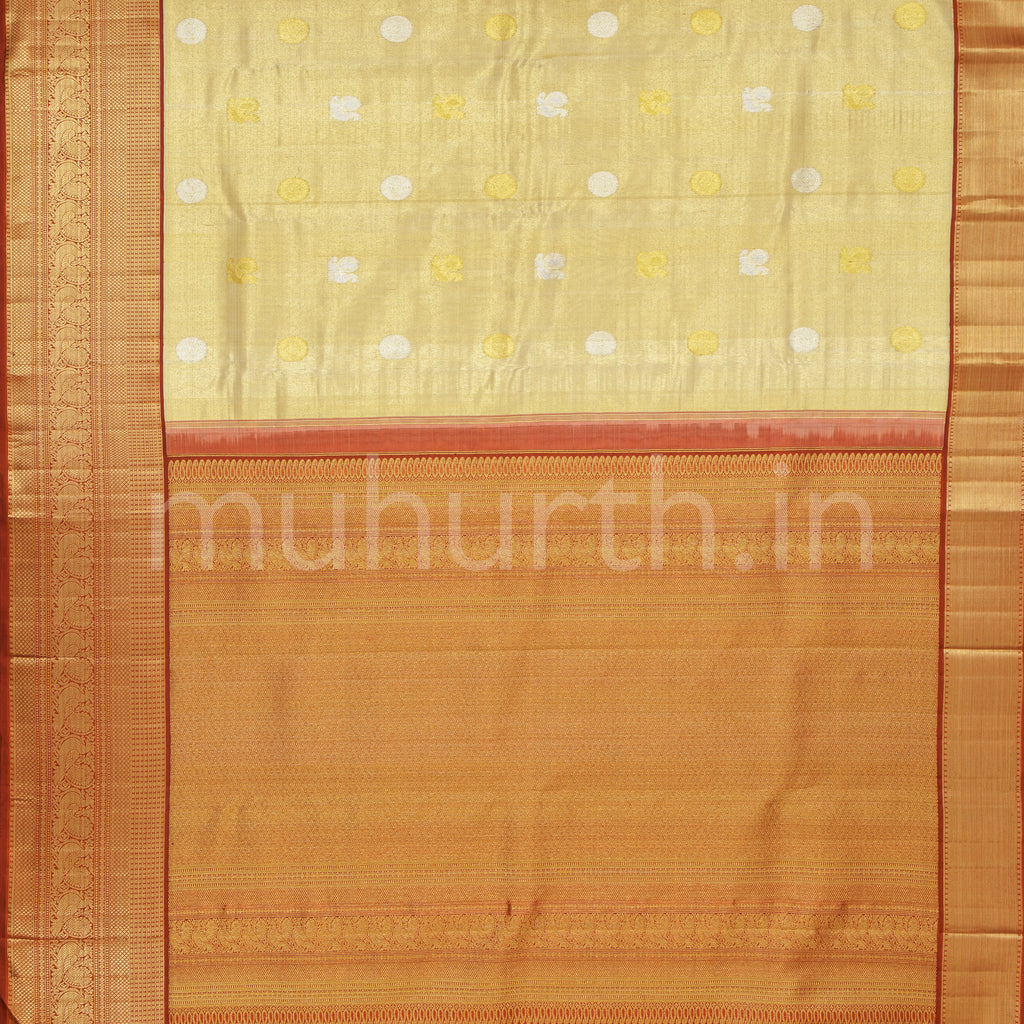 Off-White Organza Tissue Kanjivaram Silk Saree with Arakku