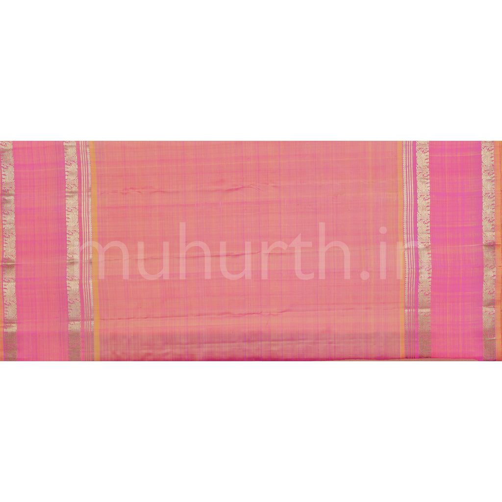 Magenta Pure Kanjivaram Silk Saree with Pink Orange