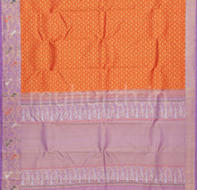Load image into Gallery viewer, Deep Orange Meenakari Kanjivaram Silk Saree with Lavender