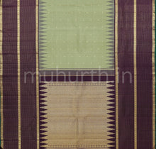 Load image into Gallery viewer, Elaichi Muppagam Pure Zari Kanjivaram Silk Saree Pakku Brown