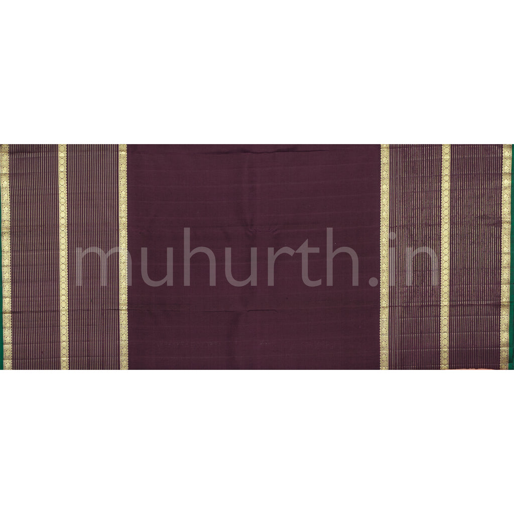 Elaichi Muppagam Pure Zari Kanjivaram Silk Saree Pakku Brown