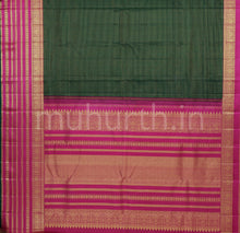 Load image into Gallery viewer, Deep Green Kanjivaram Silk Saree with Rose
