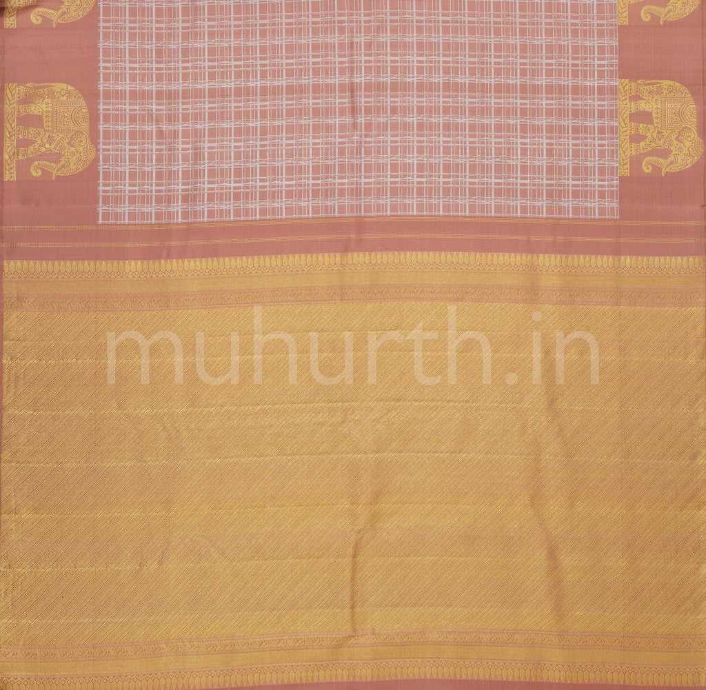 Dusty Peach Pure Kanjivaram Silk Saree  