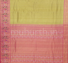 Load image into Gallery viewer, Golden Organza Tissue Pure Kanjivaram Silk Saree with Pink   