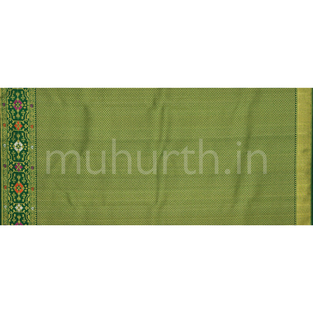 Light Elaichi Organza Tissue Kanjivaram Silk Saree with Deep Green