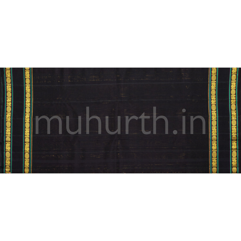 Lilac Pure Kanjivaram Silk Saree with Black