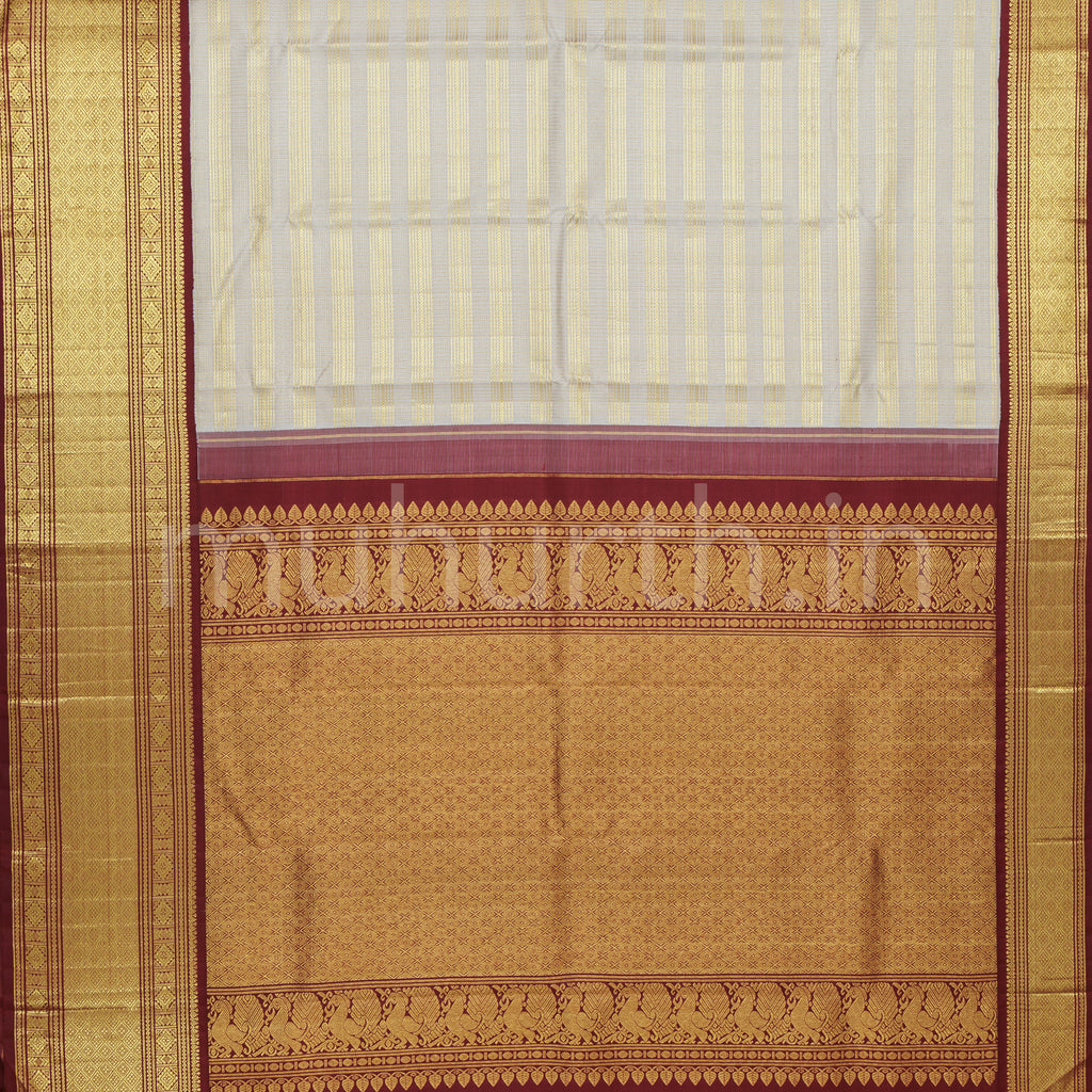 Off-White Veldhari Kanjivaram Silk Saree with Arakku