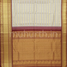 Load image into Gallery viewer, Off-White Veldhari Kanjivaram Silk Saree with Arakku