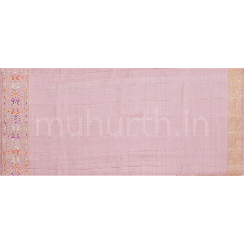 Magenta Veldhari Kanjivaram Silk Saree with Peach