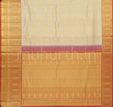 Load image into Gallery viewer, Off-White Vaira Oosi Tissue Kanjivaram Silk Saree with Orange Rose