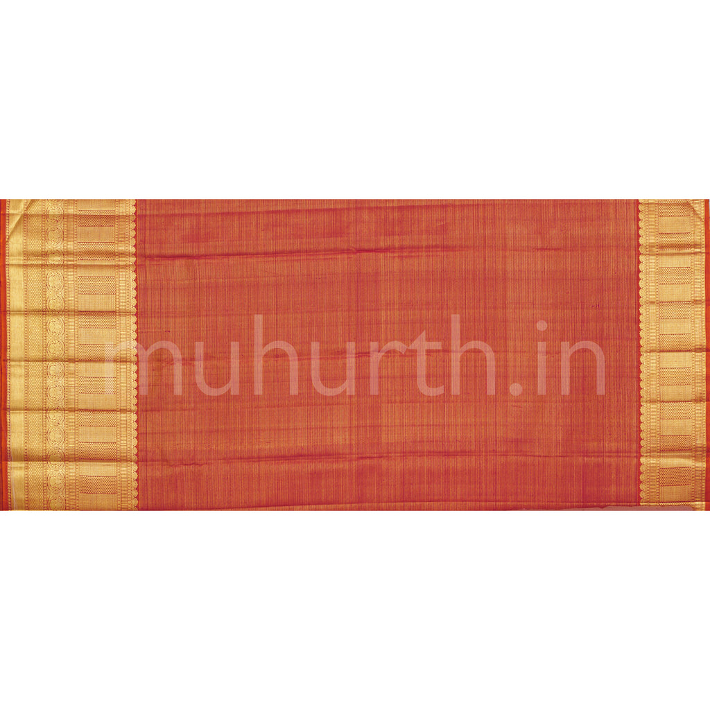 Off-White Vaira Oosi Tissue Kanjivaram Silk Saree with Orange Rose