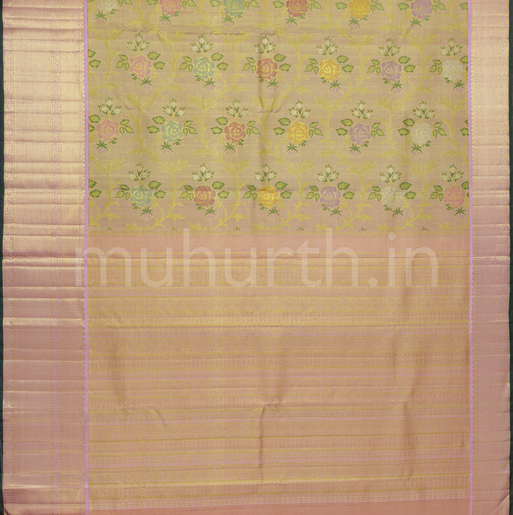 Pink Luxury Meenakari Tissue Pure Kanjivaram Silk Saree