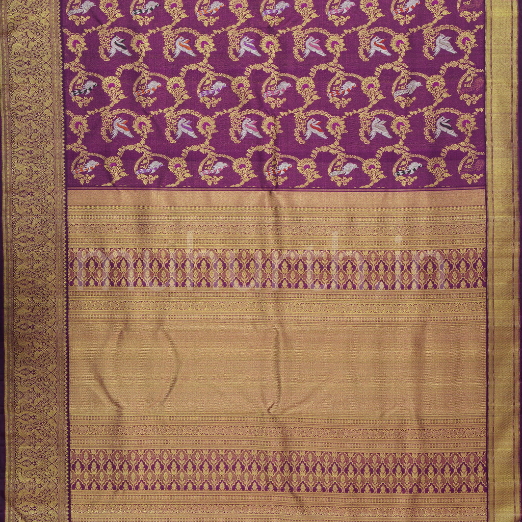 Magenta Meenakari Kanjivaram Silk Saree