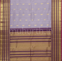 Load image into Gallery viewer, Mauve Pure Zari Kanjivaram Silk Saree with Magenta