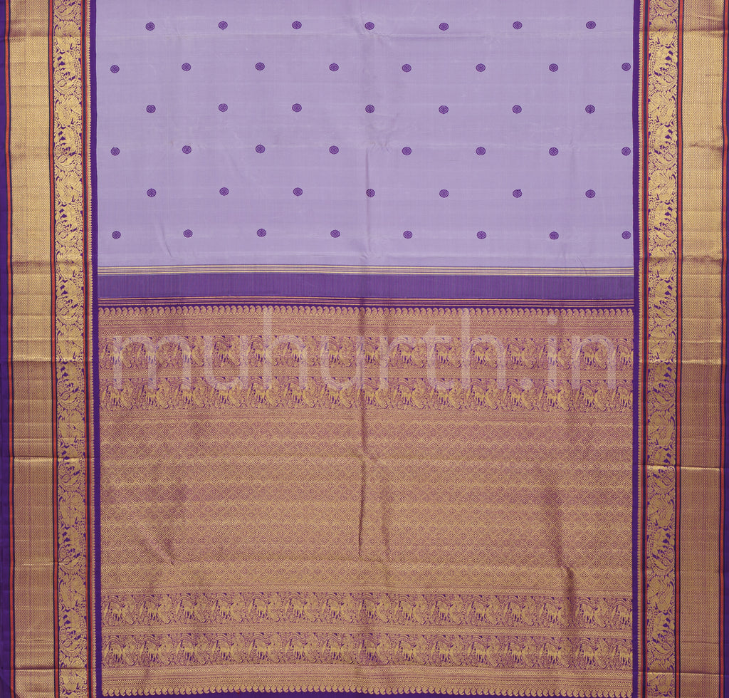 Lavender Pure Kanjivaram Silk Saree with Meenakshi