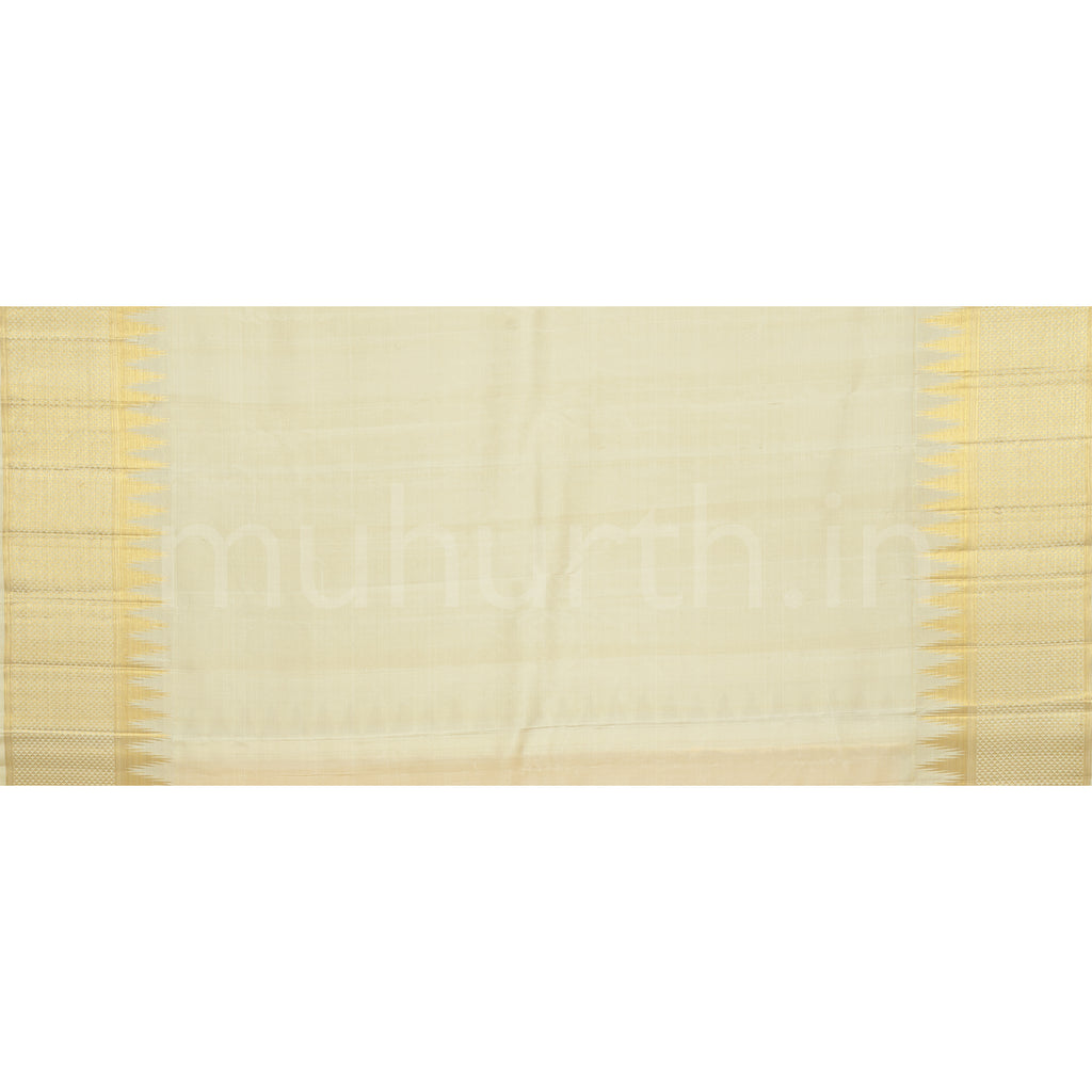 Golden Mustard Pure Kanjivaram Silk Saree with Off-White