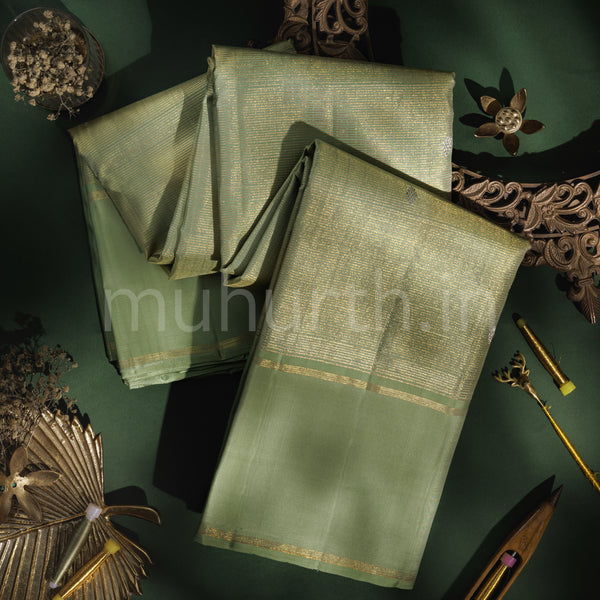 Light Elaichi Pure Kanjivaram Silk Saree