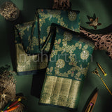 Dark Green Pure Meenakari Kanjivaram Silk Saree