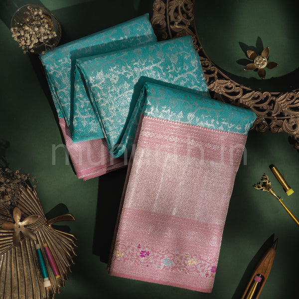 Light Ananda Pure Kanjivaram Silk Saree with Pink