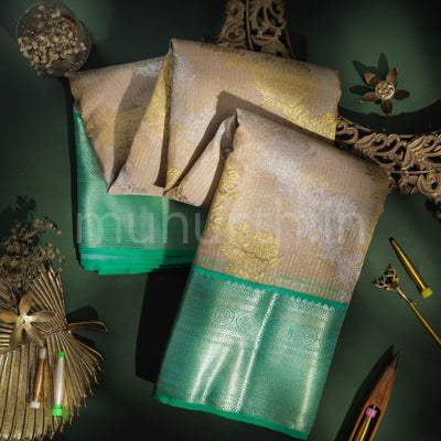 Tussar White Kora Luxury Kanjivaram Silk Saree with Rexona