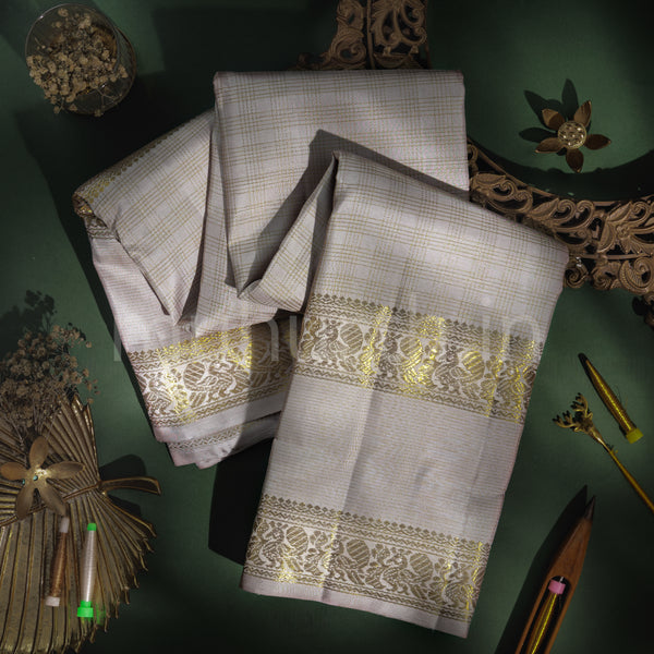 Light Brown Pure Kanjivaram Silk Saree