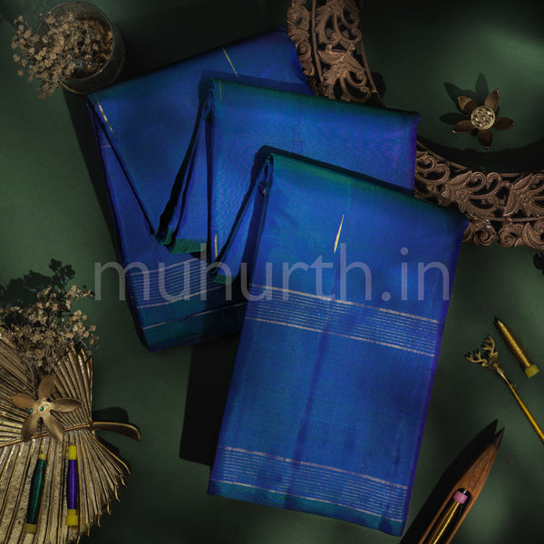 Peacock Blue Pure Zari Kanjivaram Silk Saree