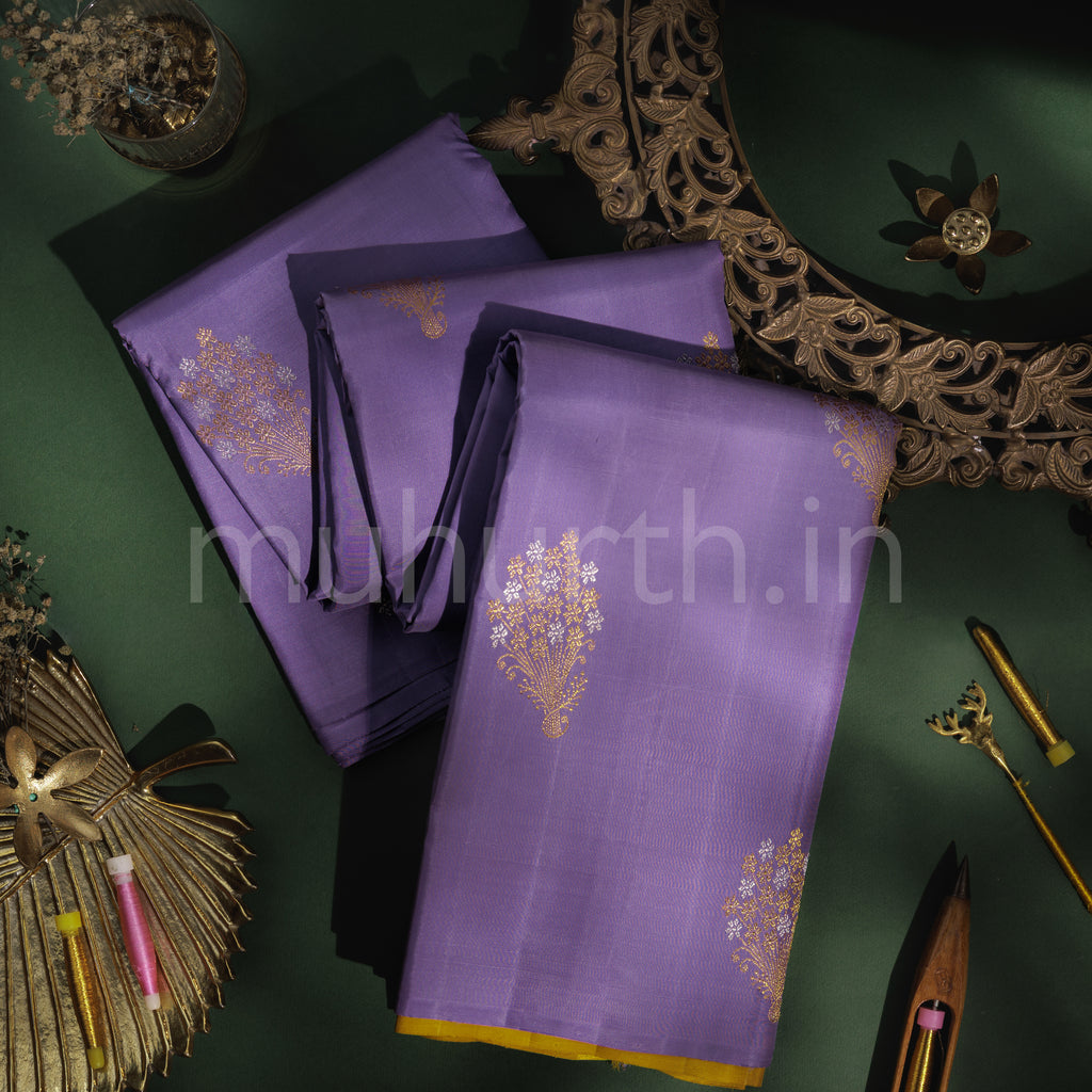 Lavender Pure Kanjivaram Silk Saree