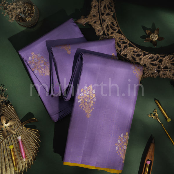 Lavender Pure Kanjivaram Silk Saree