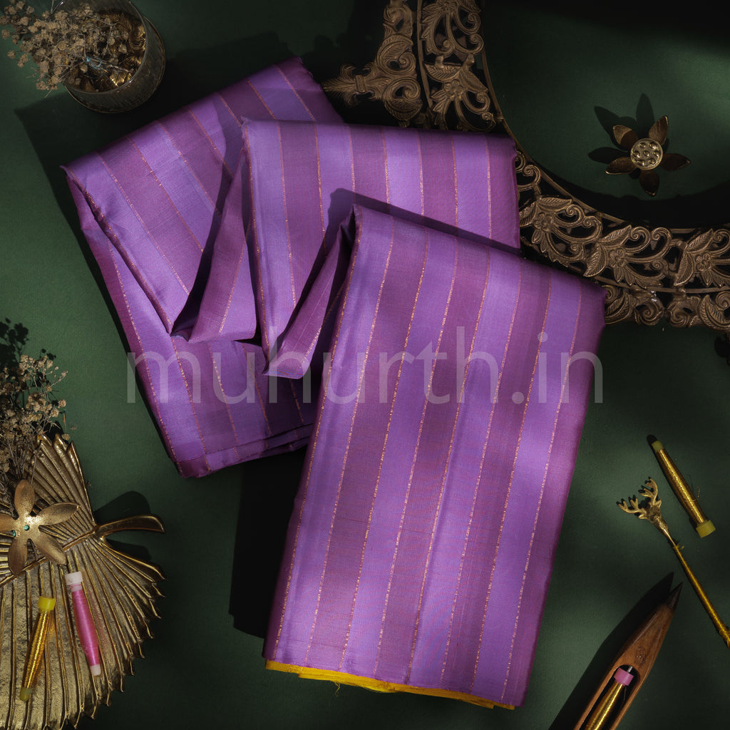 Lavender with Magenta Pure Kanjivaram Silk Saree