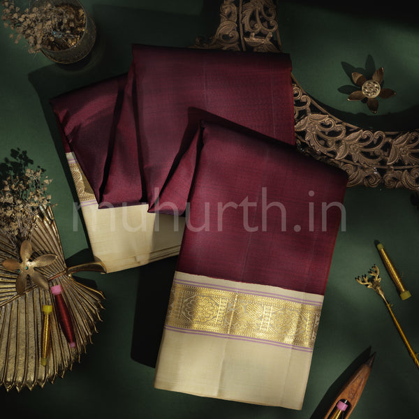 Arakku Pure Kanjivaram Silk Saree with Tussar White