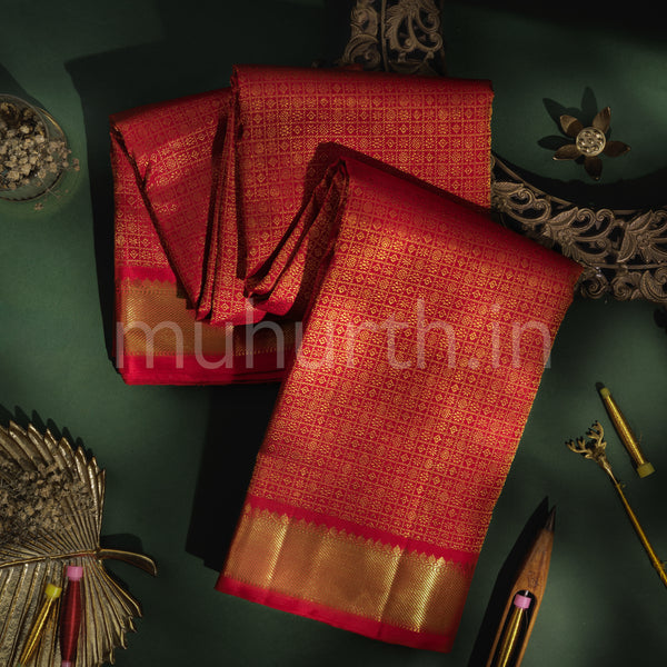 Bright Red Pure Kanjivaram Silk Saree