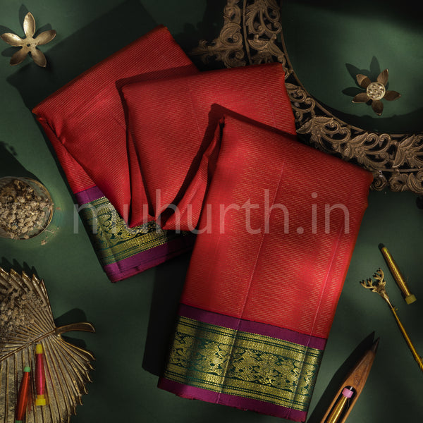 Arakku Vaira Oosi Pure Zari Kanjivaram Silk Saree