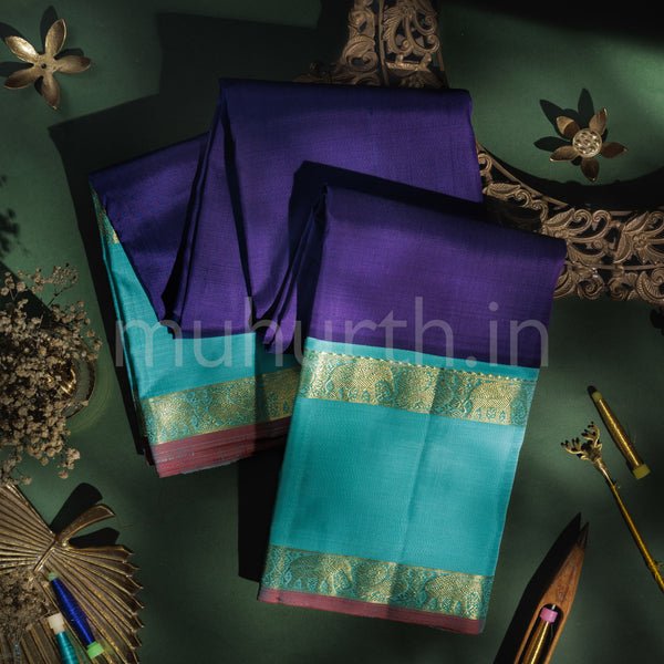Meenakshi Pure Kanjivaram Silk Saree with Sea Green