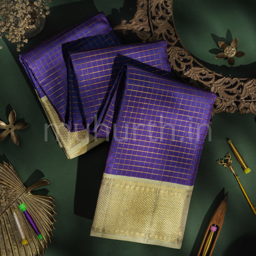 December Pure Zari Kanjivaram Silk Saree with Off- White