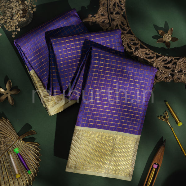 December Pure Zari Kanjivaram Silk Saree with Off- White